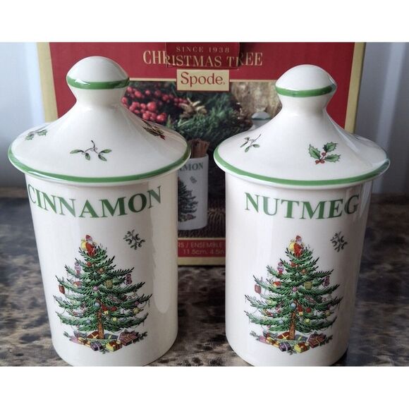 Spode Christmas Tree Spice Jars | Set of 2  | Made of Fine Porcelain | 4.5 Inch - Picture 3 of 13